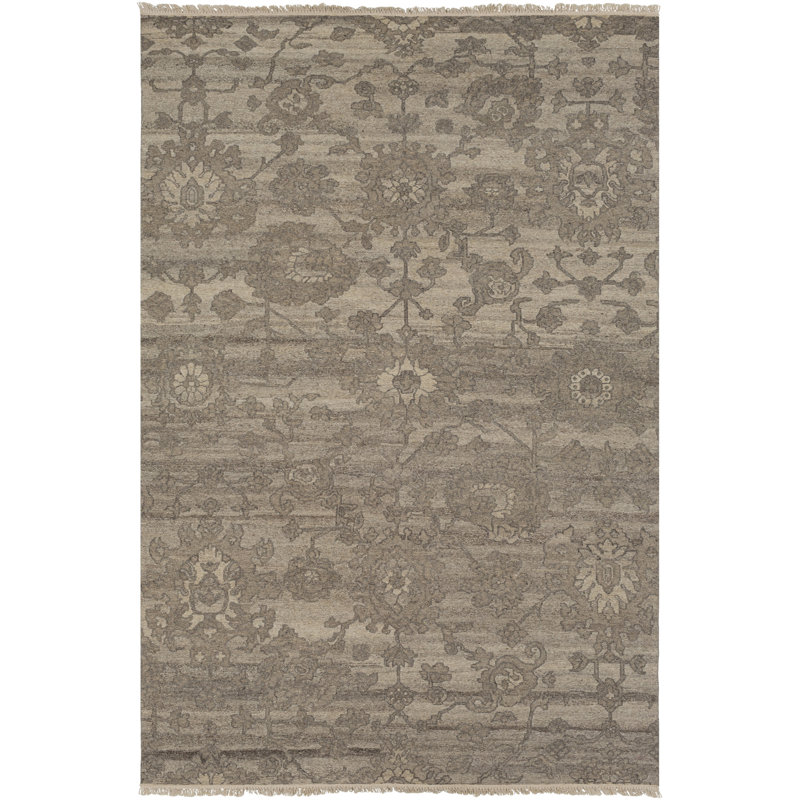 Tapis kaki/chameau en laine noué à la main Griffen, Rectangle 6 pi x 9 pi