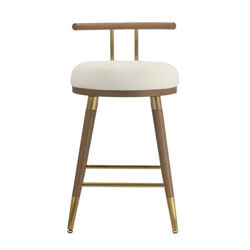 Upholstered Counter Stool, Cream/Brown