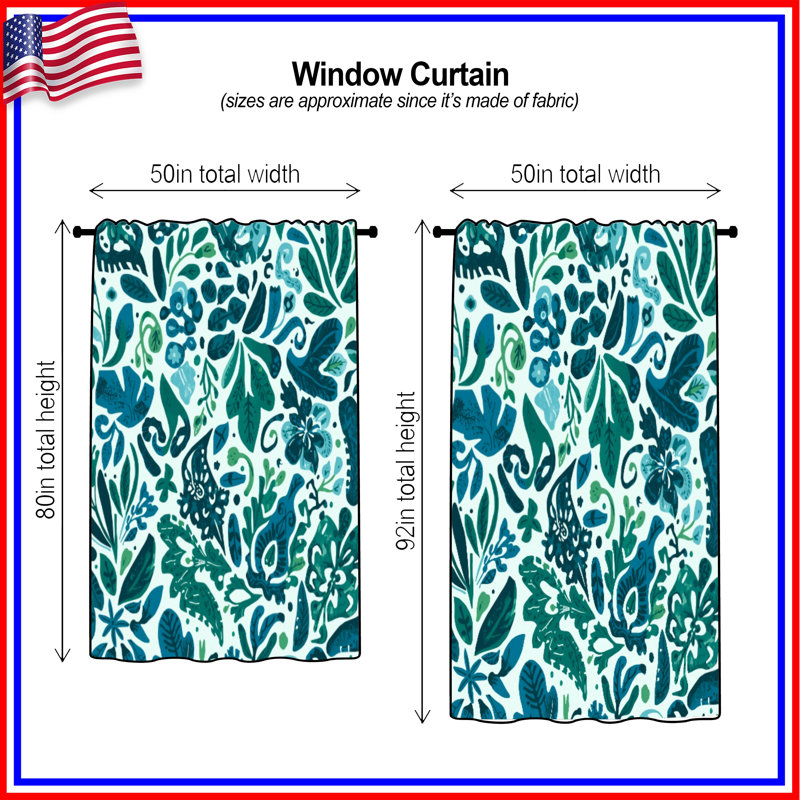Rideaux à motif floral et à motif floral - 1 panneau, 50" x 80" - 1 Panel, Blockout