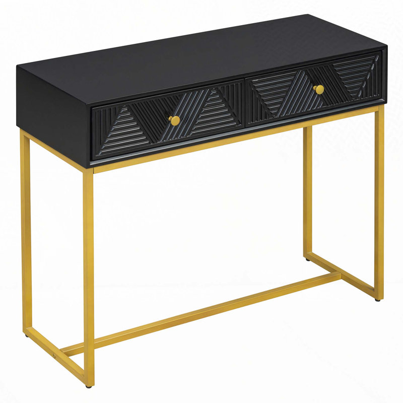 Wood Storage Console Table with Drawers, Black