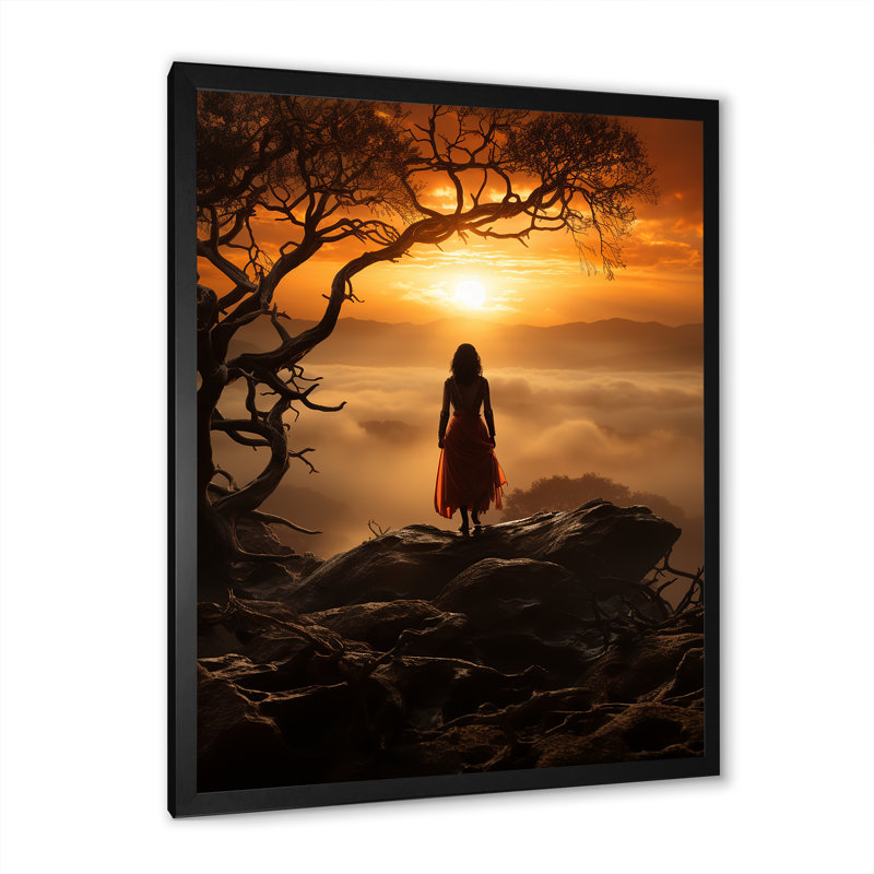 Le lever du soleil de Kortana embrassant l'aube II sur toile, Cadre photo noir, H 20 po x l 12 po x P 1 po