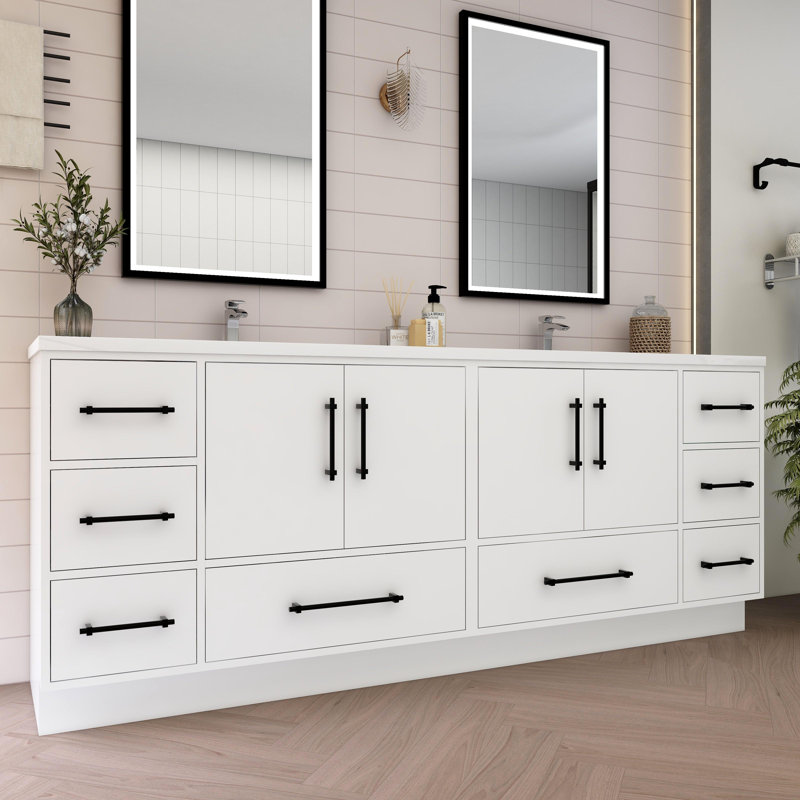 Victoria 83.5'' Double Bathroom Vanity with Acrylic Top, Gloss White
