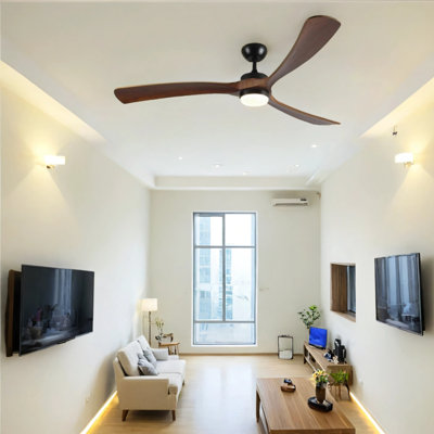 Ceiling Fan Light With 3 Solid Wood Blades