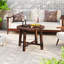 Table basse d'extérieur 2 pièces avec petite table basse ronde en bois massif