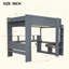 Lit mezzanine en bois avec bureau, tablettes multiples, DEL et station de charge