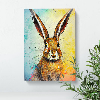 XC1022-1650X Colourful Watercolour Hare No.6 - Wrapped Canvas Print