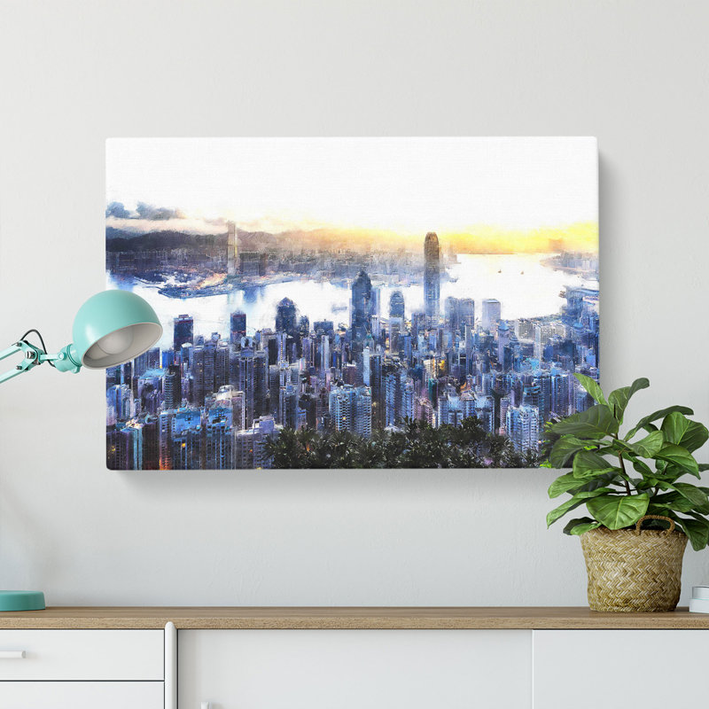Hong Kong Skyline In China - Wrapped Canvas Print, 50cm H x 76cm W x 3cm D