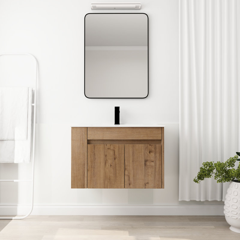 Meuble-lavabo de 30 pouces avec lavabo en céramique blanche et tablette réglable