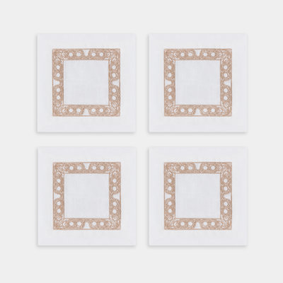 Anatolia Scroll Border Embroidered Cocktail Napkin