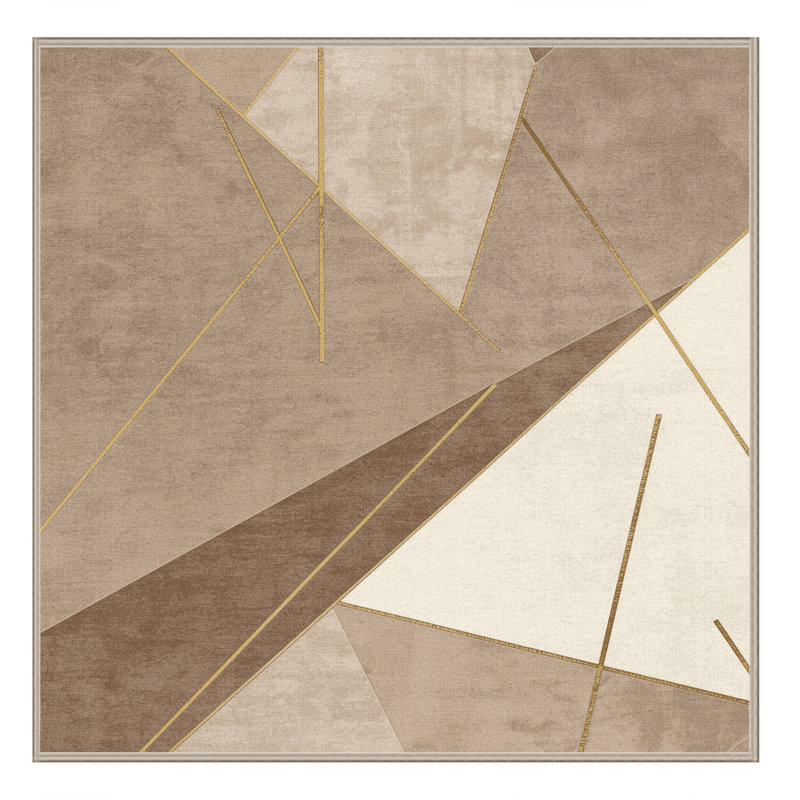 Tapis géométrique chic et luxueux lavable à la machine Manhasset, Carré 3 pi