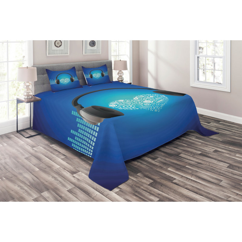 Music Polyester Coverlet, King Bedspread + 2 Shams
