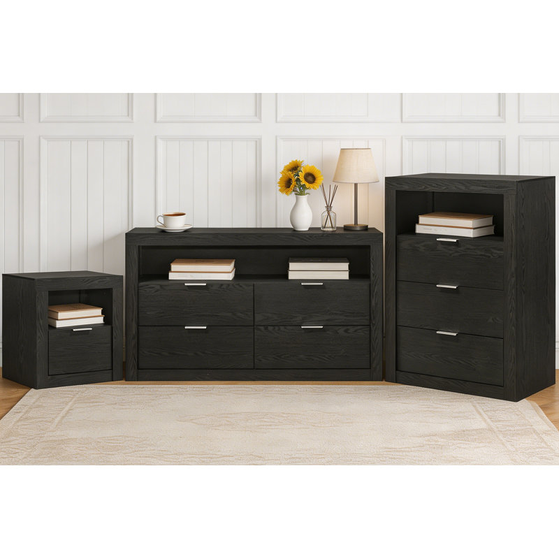 3-Pieces Bedroom Sets, Black