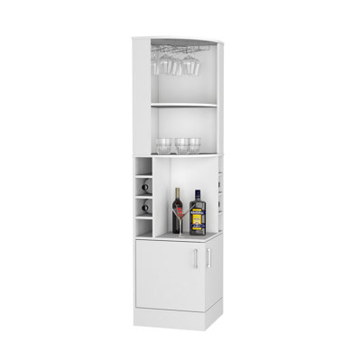 Corner Bar Cabinet, Double Door Cabinet, Glass Rack, Eight Built-In Wine Rack