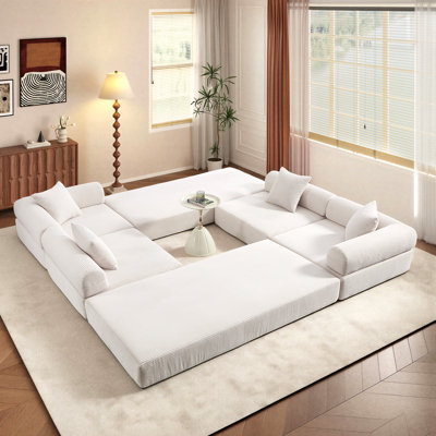 Compression 9-in-1 Folding Sleeper Sofa Bed – Corduroy Modular Convertible Recliner Daybed with Space-Saving Design for Living Room & Bedroom