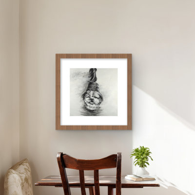 Happy Dog Sketch - Framed Matted Print for Home Decor