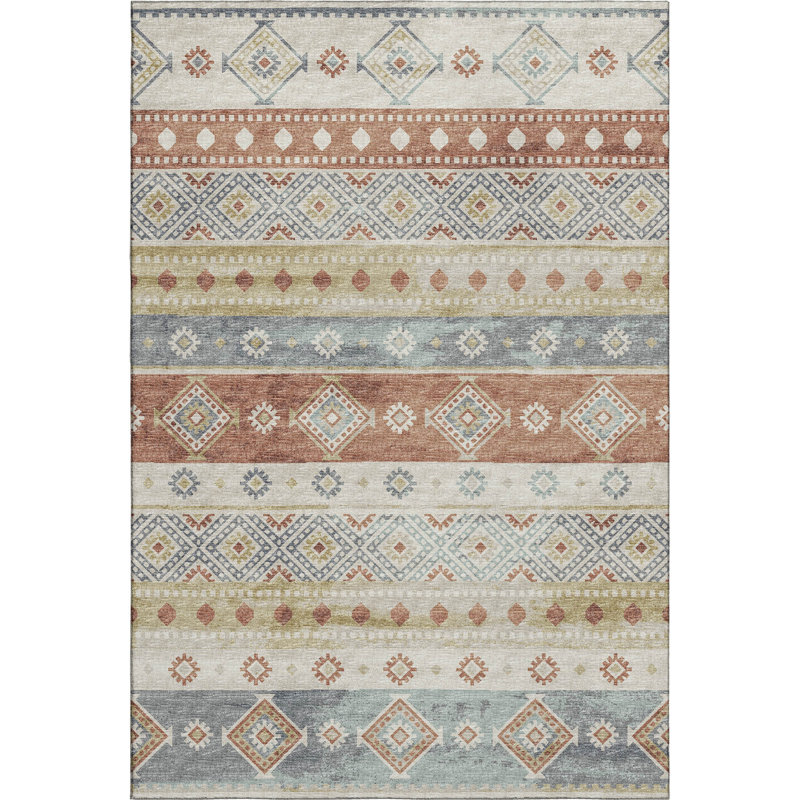 Premium Machine Washable Mayfield AMF118 Geometric Rug, Desert, 10' x 14'