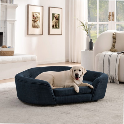 Canapé ovale pour chien, canapé pour animal de compagnie avec dossier capitonné