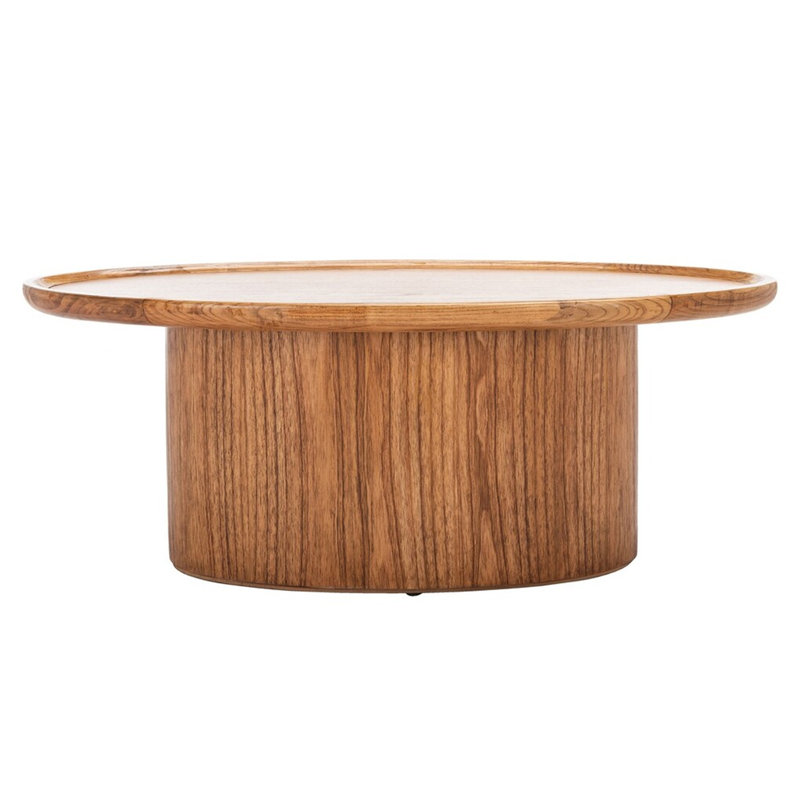 Flyte Natural Wood Oval Coffee Table with Pedestal Base