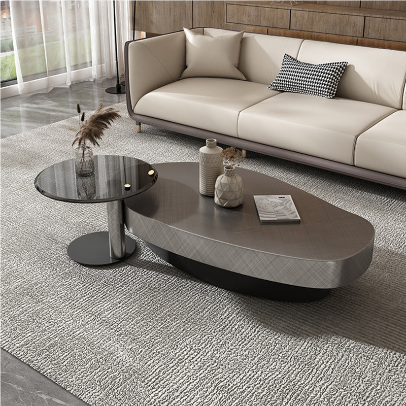 Table basse moderne et minimaliste en acier inoxydable