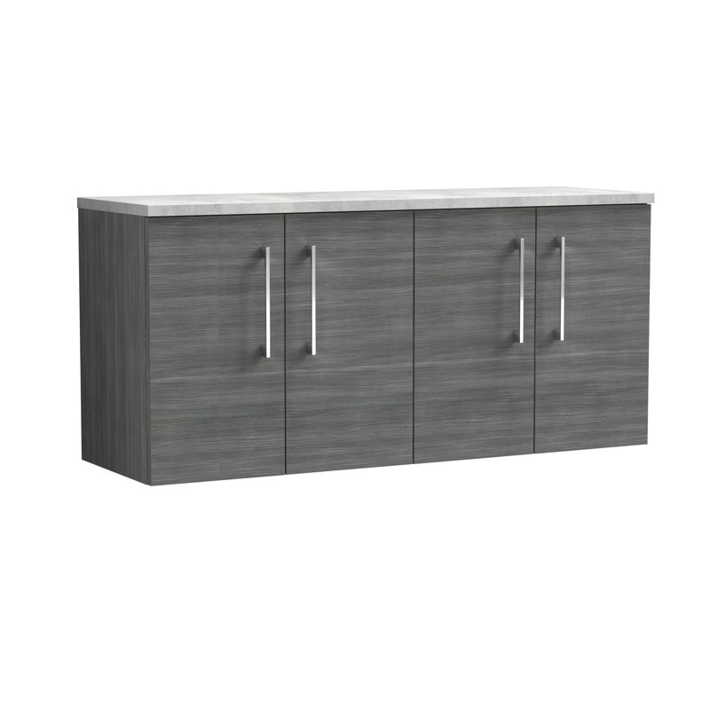 Arno 56.2cm Double Bathroom Vanity Base Only, Anthracite Woodgrain