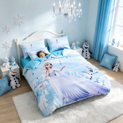 4 Pcs Frozen Bedding Set Gifts for Girls/Boys Kids &Teens Bedroom Decor Polyester Duvet Cover Twin XL Full Size