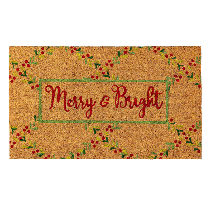 Tapis en fibre de coco à motif floral Merry & Bright