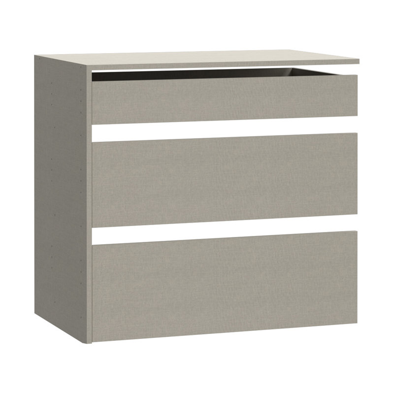 Add-On Chest of Drawers for Wardrobes, 3 Drawers, Engineered Wood, Gray, 53.5cm W x 78.2cm H x 52.7cm D