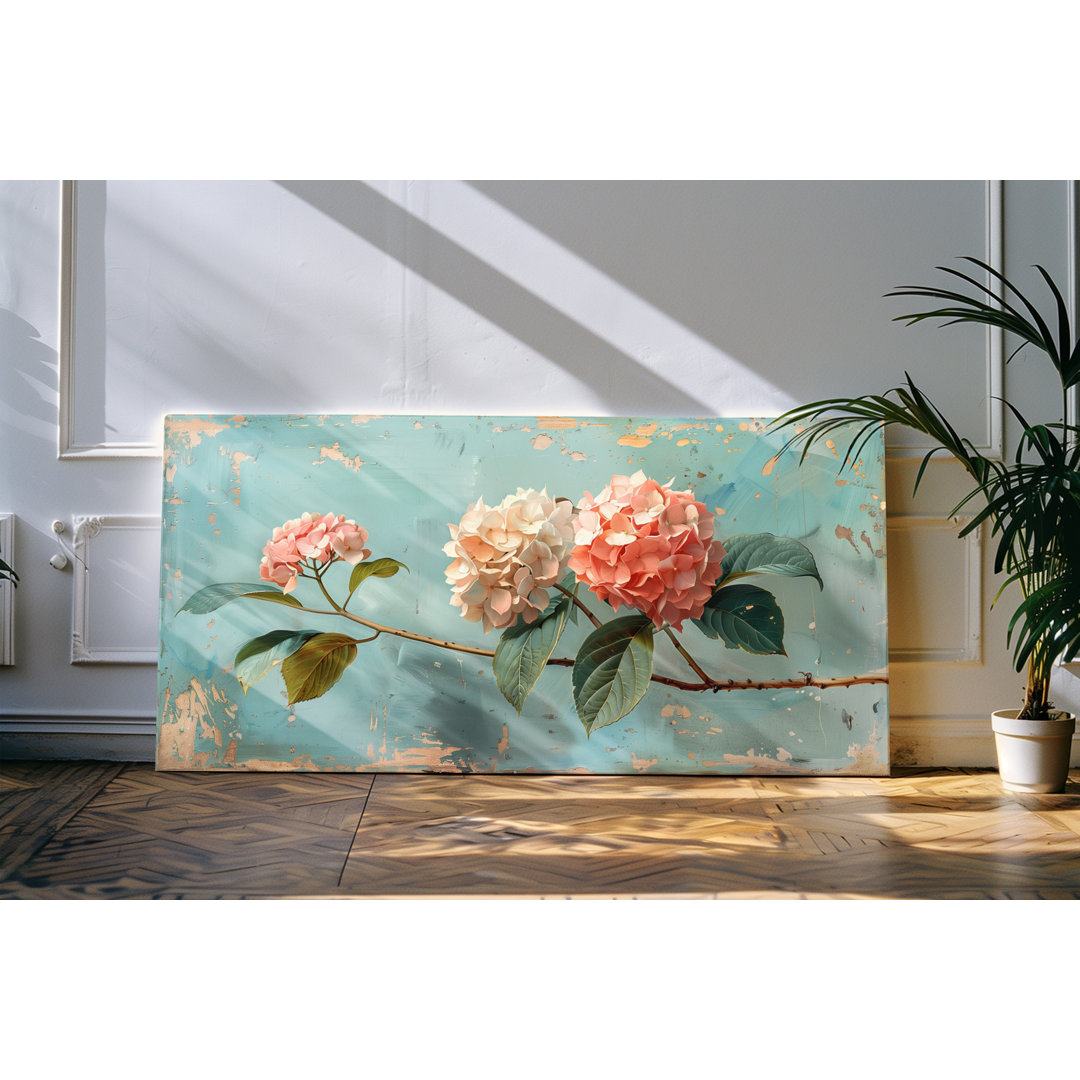 Wandbild 120x60cm Blüten Blumen Frühling Pastelltöne Kunstvoll