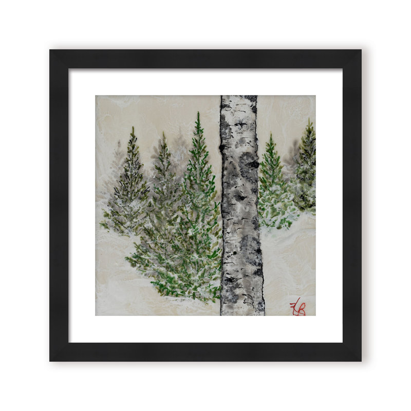 Nature Inspired "Wintered Pines" Canvas Wall Art By , 20" H x 20" W, Framed Print, Black