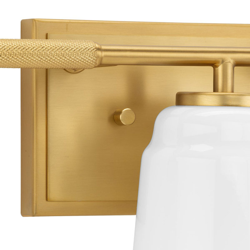 Brushed Gold 3-Light Vanity with Opal Glass Shades