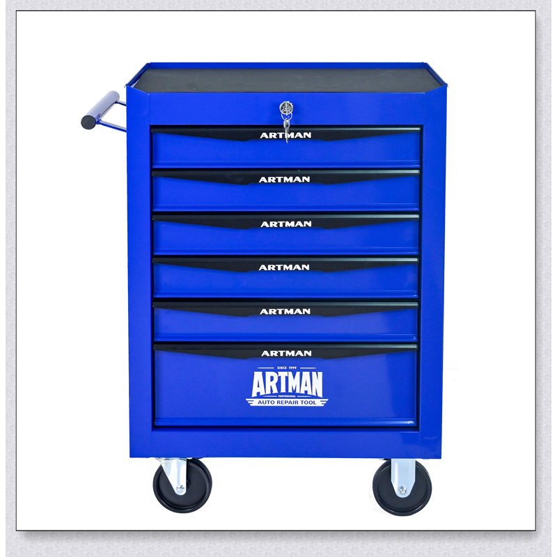Coffre à outils durable en métal avec 6 tiroirs, glissières à roulement à billes et conception verrouillable pour un rangement sécuritaire