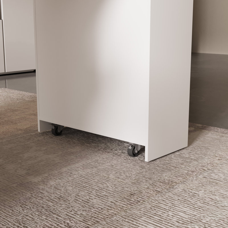 Îlot de cuisine 80,7 po avec table de salle à manger extensible (sans chaises), Blanc