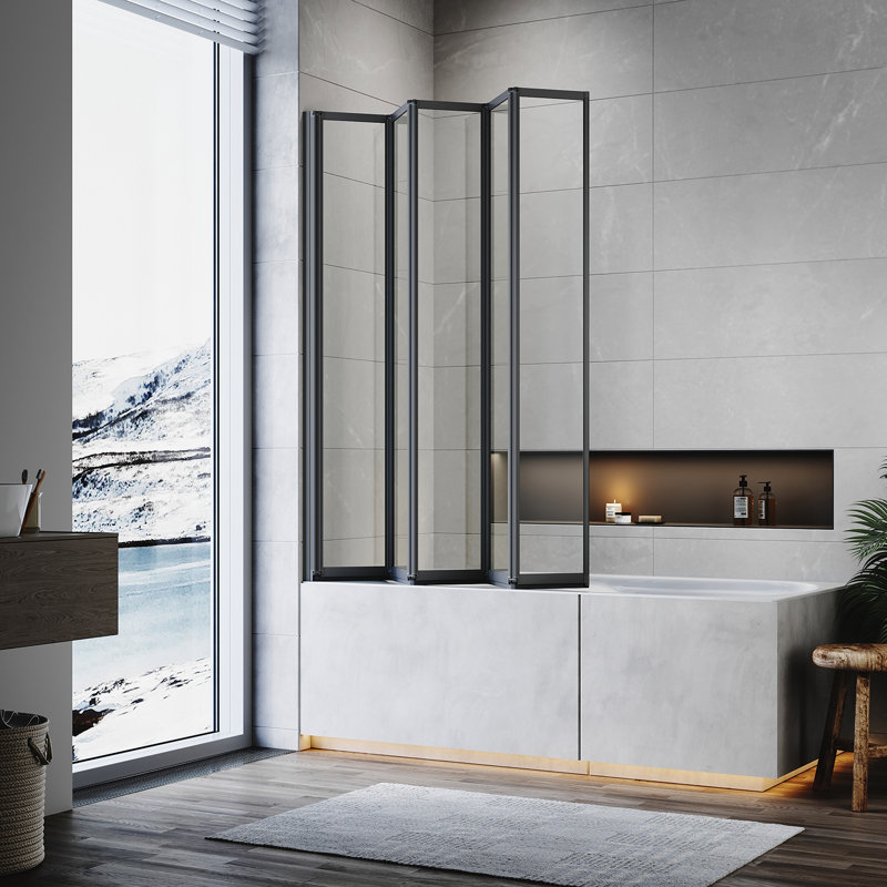 Bellissa 990mm - 1000mm W x 1400mm H Pivot Framed Tub Door with Clear Glass