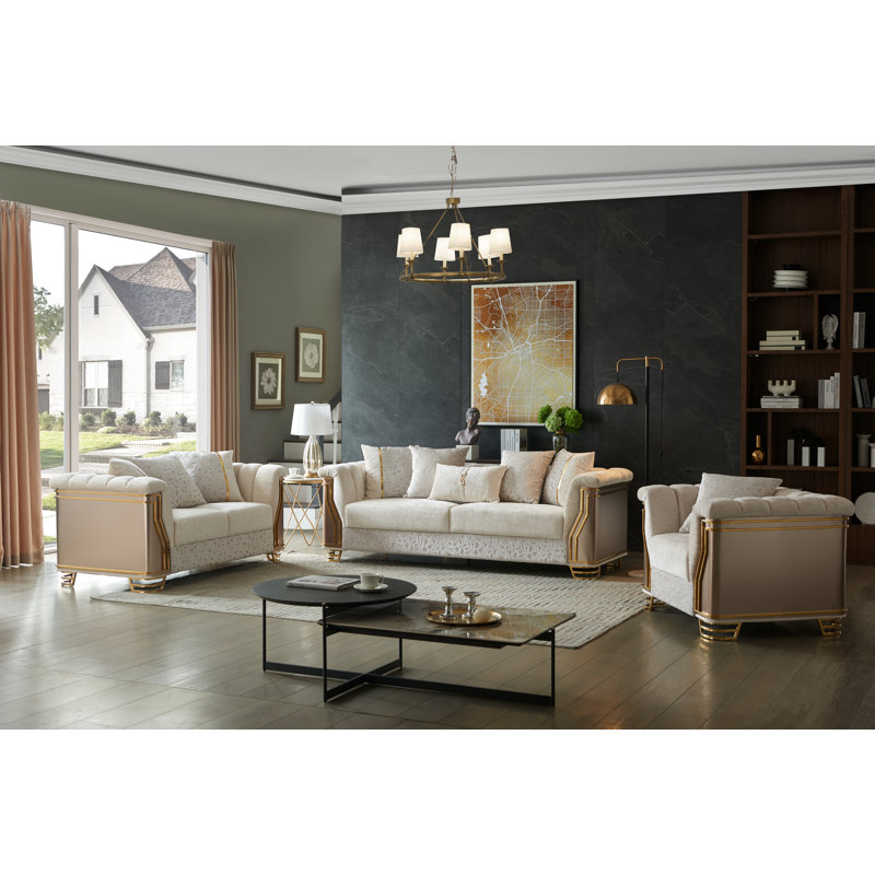 Ensemble de salon 3 pièces # 8625 Chateau # Beige