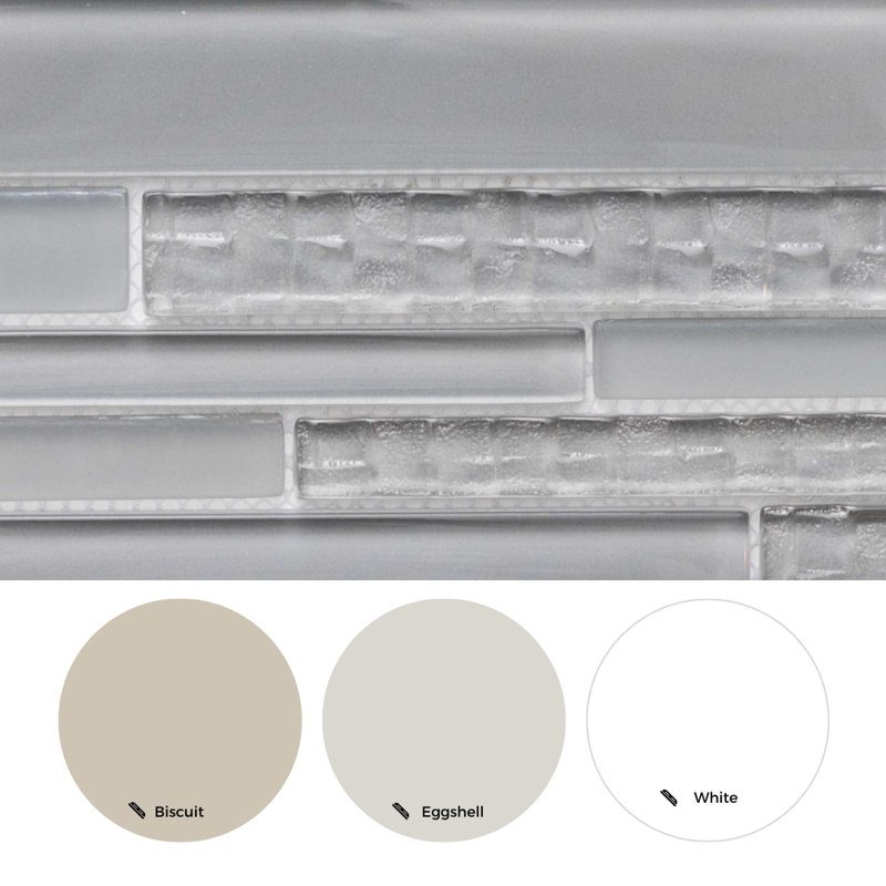 Karma Straight Edge Glass Mosaic Sheet Tile, Light Gray
