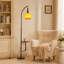 Lampe sur pied ajustable Mid-Century avec table d'appoint et abat-jour en verre orange