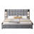 Upholstered bed,with reading lamp and USB port, wide headboard,without bedside tables and mattress, velvet, grey-273955331