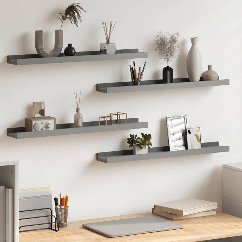 Tablette murale Tablette flottante à fixation murale pour cadre photo, H 1,2 po x l 23,6 po x P 3,5 po, gris