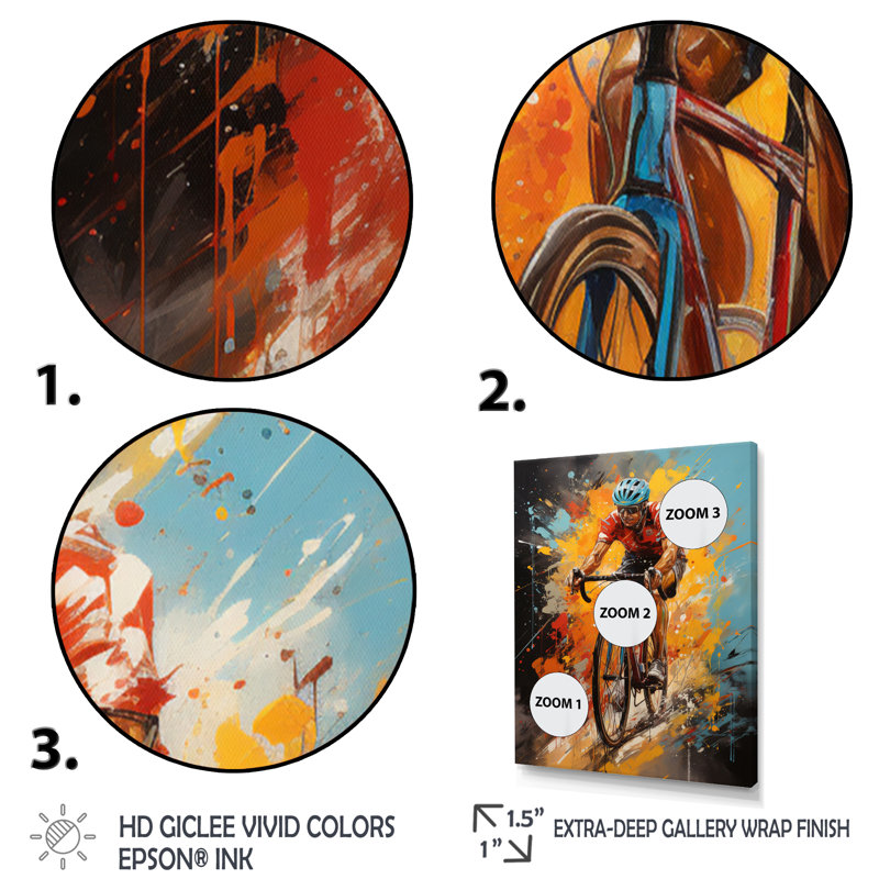 Withams Bicycle Bold Rides I - Art mural de bicyclette, H 40 po x l 30 po x P 1,5 po, Cadre doré simple