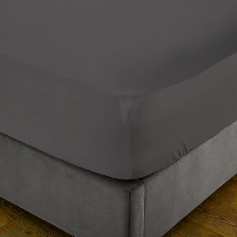 Aurelian 100% Cotton Percale Fitted Sheet, King, Charcoal