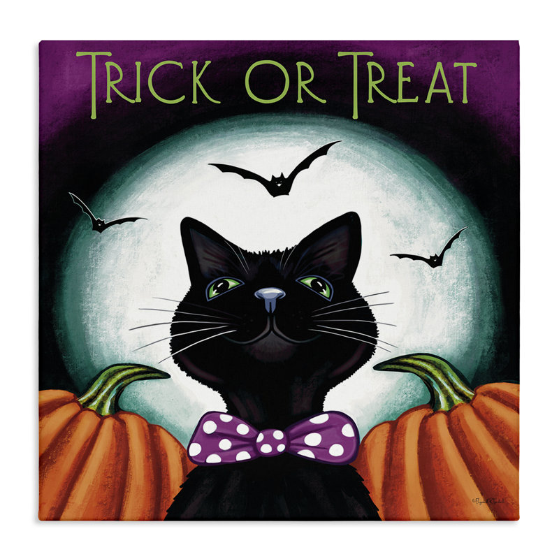 Toile «Trick Or Traate Cat», conception par Elizabeth Tyndall, H 17 po x l 17 po