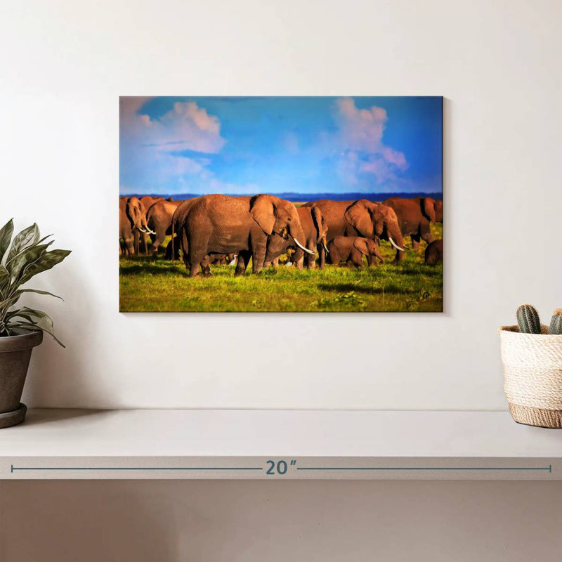 Brampt Calm Morning Elephants, 8" H x 12" W