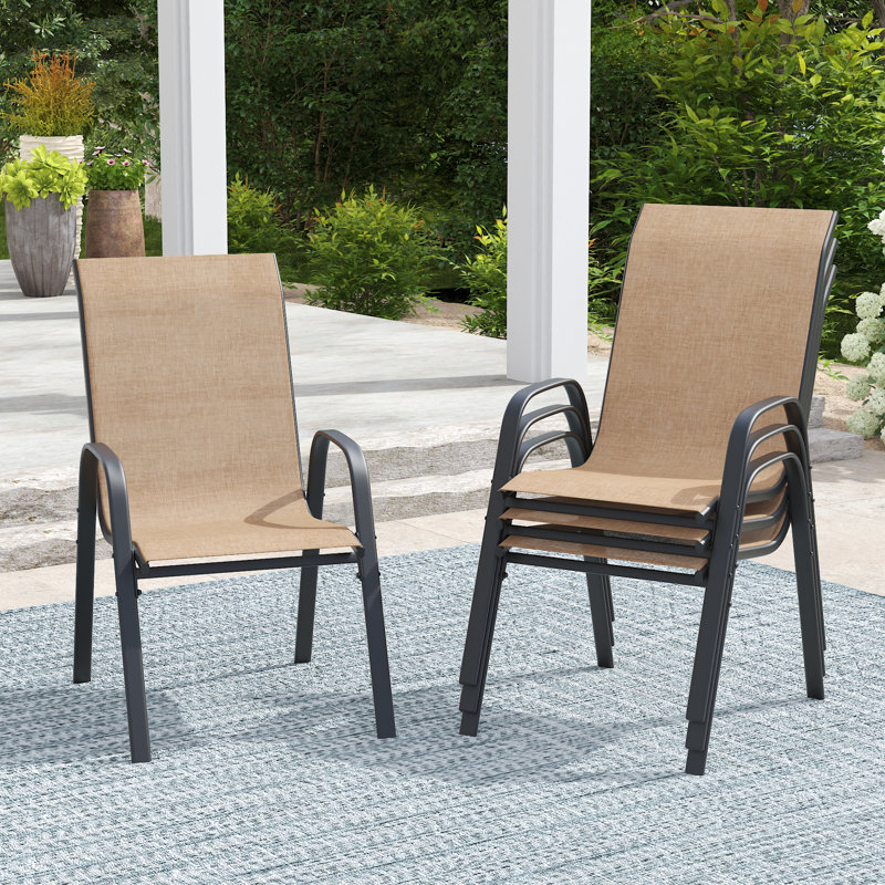 Stackable Patio Dining Chairs, Brown