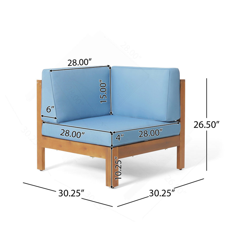 Ensemble de canapé 4 pièces X-Back, bleu, Coussin bleu / structure en bois naturel