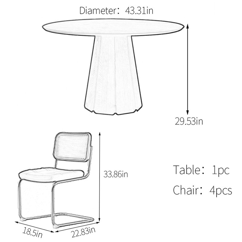 Ensemble de table de salle à manger en frêne carbonisé, H 29,53 po x L 43,31 po x l 43,31 po