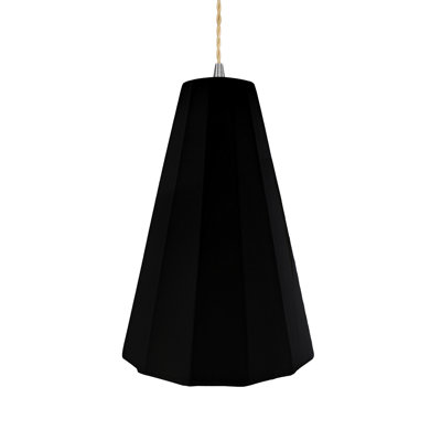 Radiance - luminaire suspendu 1 lumière cannelé - noir brillant avec intérieur blanc mat - nickel brossé - l 9 po x H 13 po - ampoule remplaçable - cordon torsadé beige