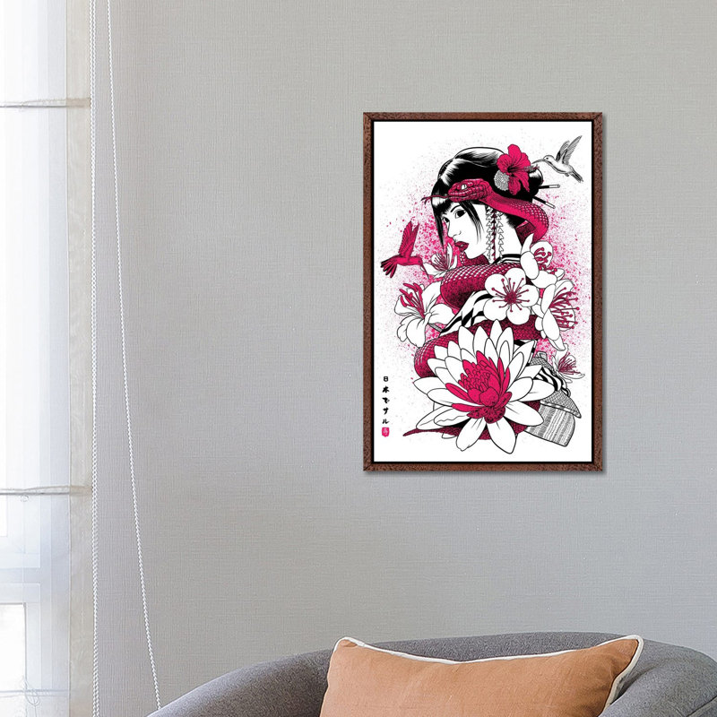 Geisha With Pink Snake by Alberto Perez - Gallery-Wrapped Canvas Giclée on Canvas, 66.04 cm H x 45.72 cm W