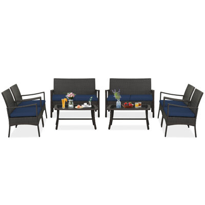 Chavon Polyethylene (PE) Wicker 8 - Person Seating Group with Cushions