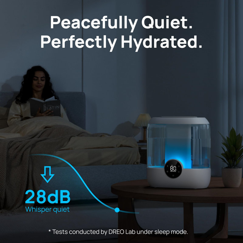 White Ultrasonic Cool Mist Humidifier with Digital Display
