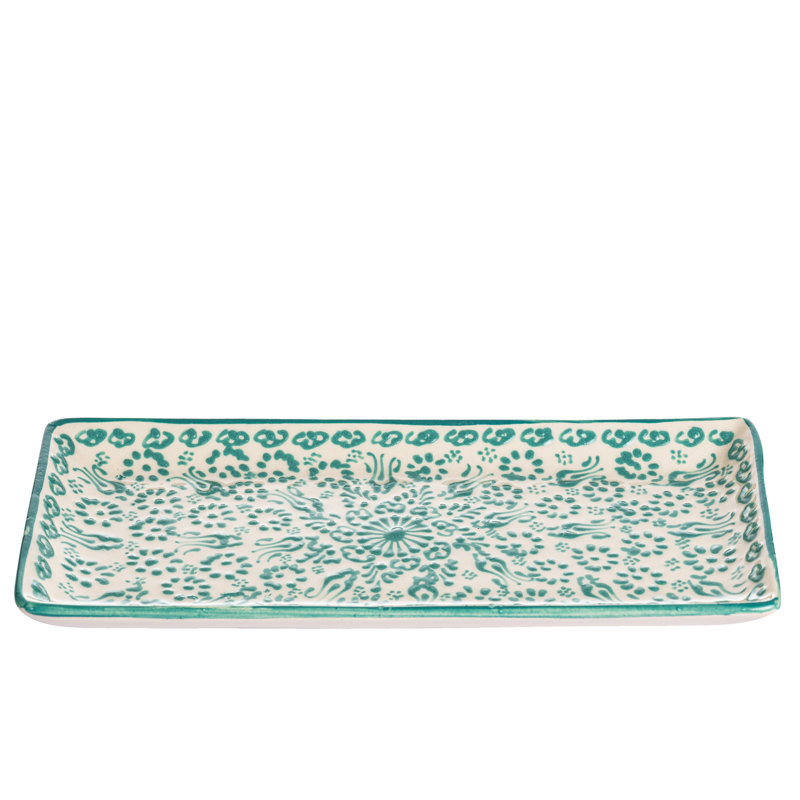 Coppermill Kitchen Hand Painted Ceramic Ceramic Tray, White